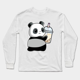 Cute Little Panda Loves Boba! Long Sleeve T-Shirt